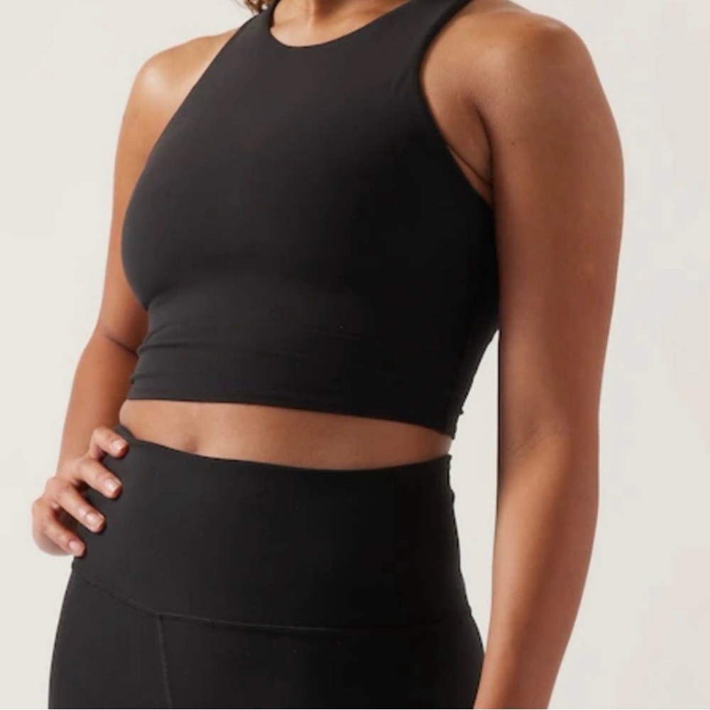 Athleta Black High-Neck Crop Top